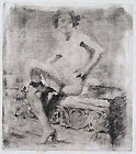 ERNESTO BAZZARO, Nude Boy Seated, etching, working proof